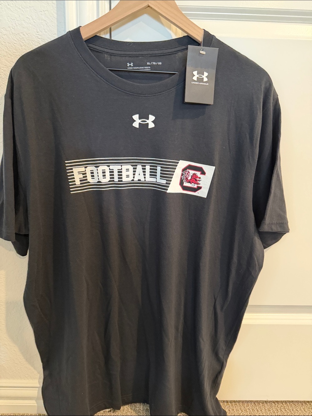 Under Armour Black Short-Sleeve Football Tee with Team Crest